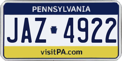 PA license plate JAZ4922