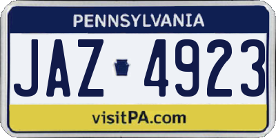 PA license plate JAZ4923