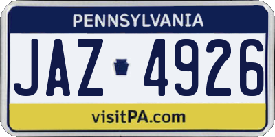 PA license plate JAZ4926