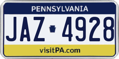 PA license plate JAZ4928