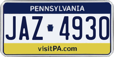 PA license plate JAZ4930