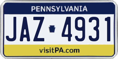 PA license plate JAZ4931