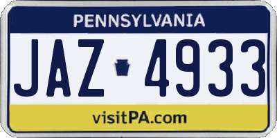 PA license plate JAZ4933