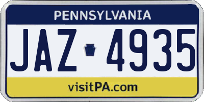 PA license plate JAZ4935