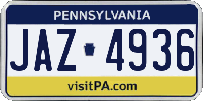 PA license plate JAZ4936