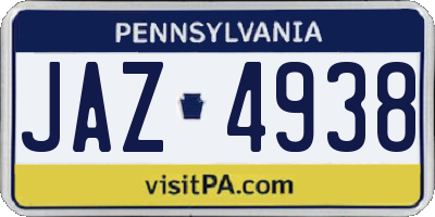 PA license plate JAZ4938