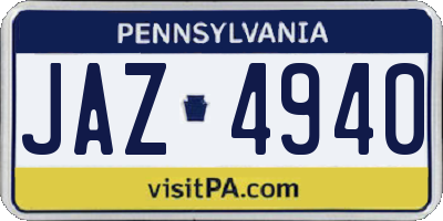 PA license plate JAZ4940