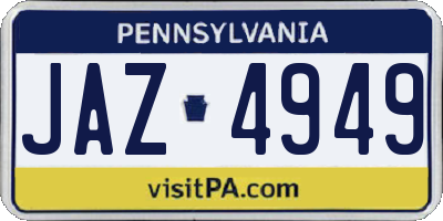 PA license plate JAZ4949