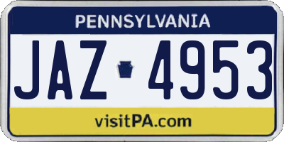 PA license plate JAZ4953