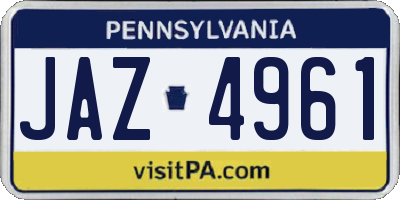 PA license plate JAZ4961