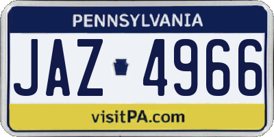 PA license plate JAZ4966