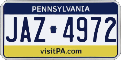 PA license plate JAZ4972