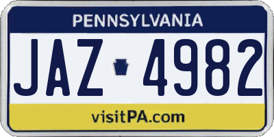 PA license plate JAZ4982