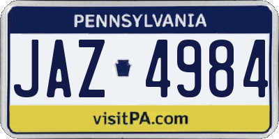 PA license plate JAZ4984