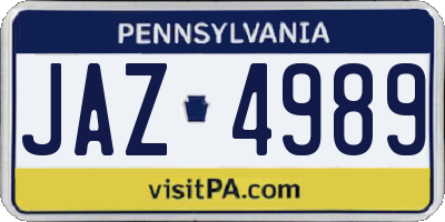 PA license plate JAZ4989