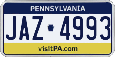 PA license plate JAZ4993