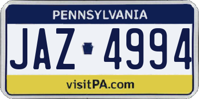 PA license plate JAZ4994