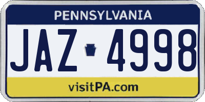 PA license plate JAZ4998