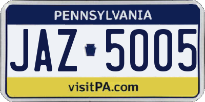 PA license plate JAZ5005