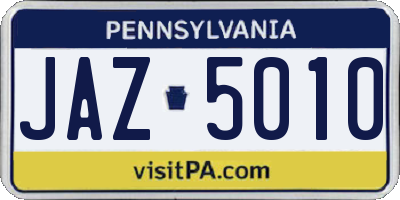 PA license plate JAZ5010