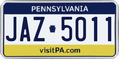 PA license plate JAZ5011
