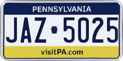 PA license plate JAZ5025