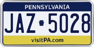 PA license plate JAZ5028