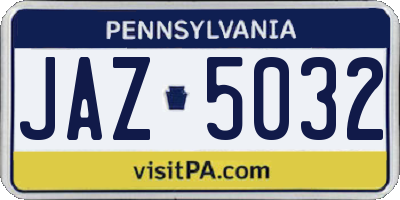 PA license plate JAZ5032