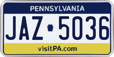 PA license plate JAZ5036