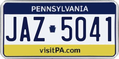 PA license plate JAZ5041
