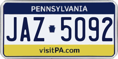 PA license plate JAZ5092
