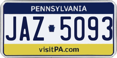 PA license plate JAZ5093