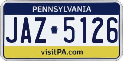 PA license plate JAZ5126