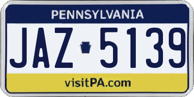 PA license plate JAZ5139