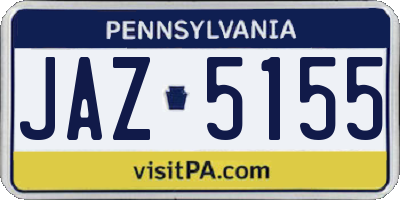 PA license plate JAZ5155