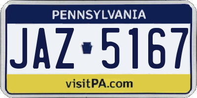 PA license plate JAZ5167