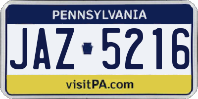PA license plate JAZ5216