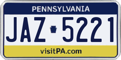 PA license plate JAZ5221