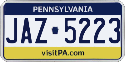 PA license plate JAZ5223