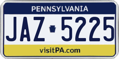 PA license plate JAZ5225