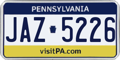 PA license plate JAZ5226