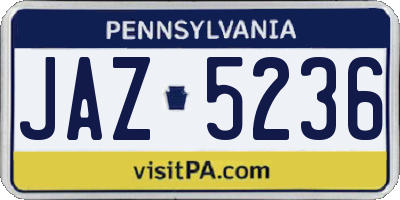 PA license plate JAZ5236