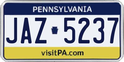 PA license plate JAZ5237