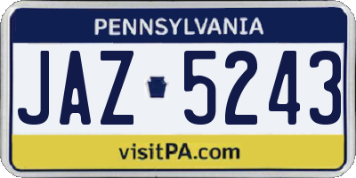 PA license plate JAZ5243