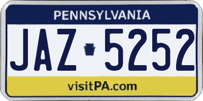 PA license plate JAZ5252