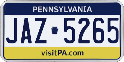 PA license plate JAZ5265