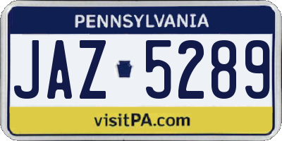 PA license plate JAZ5289