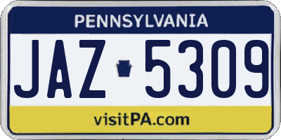 PA license plate JAZ5309