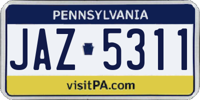 PA license plate JAZ5311