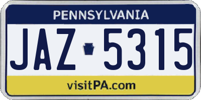 PA license plate JAZ5315